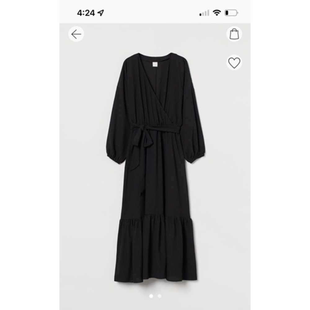 Long wrap dress black boho